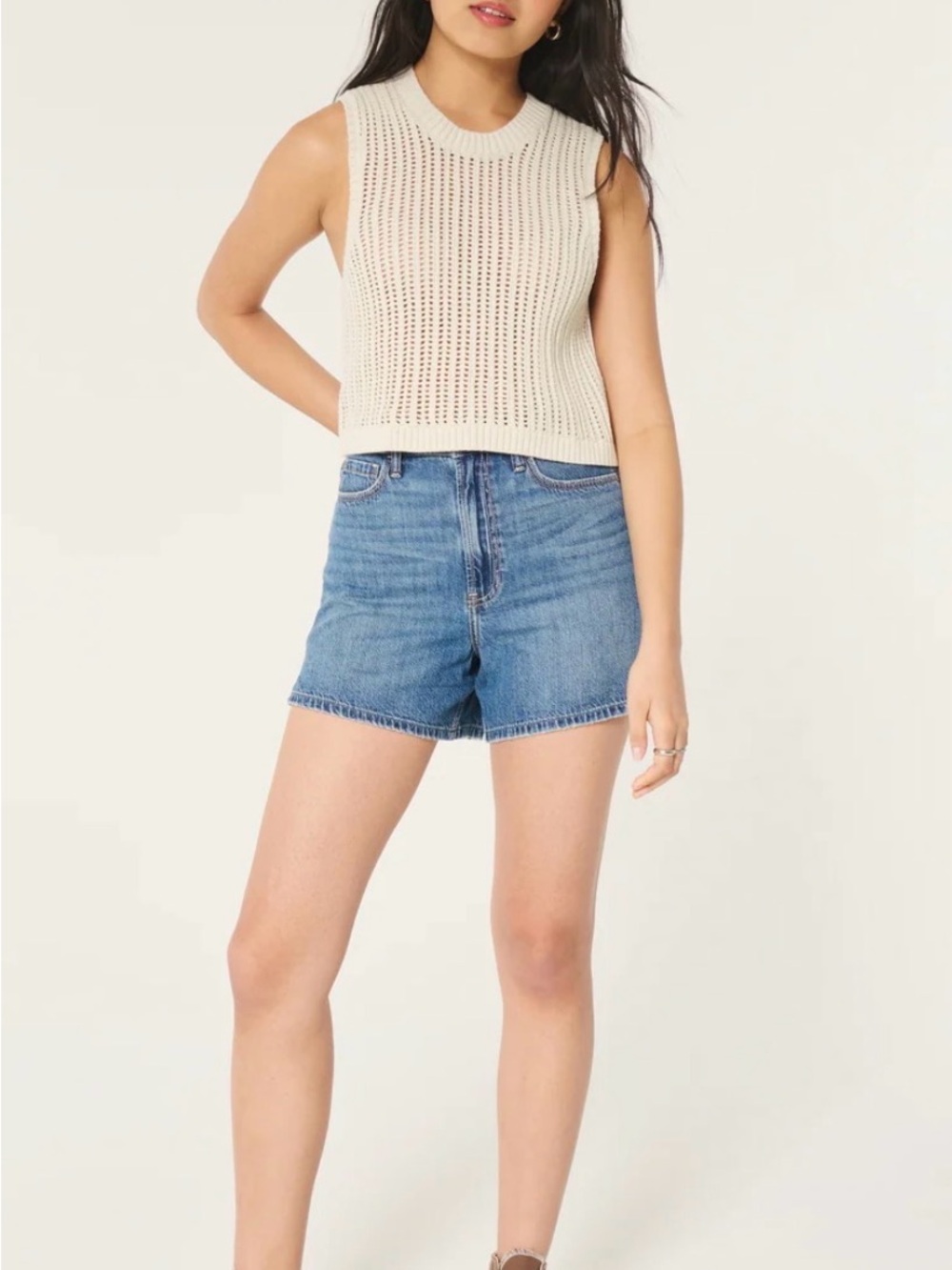 Hollister Women's Blue Knitted Sleeveless Sweater